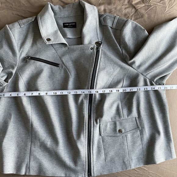 Moto Jacket Sz 22 Lane Bryant Gray Rayon Biker Style Motorcycle Rockabilly Punk - Picture 10 of 11